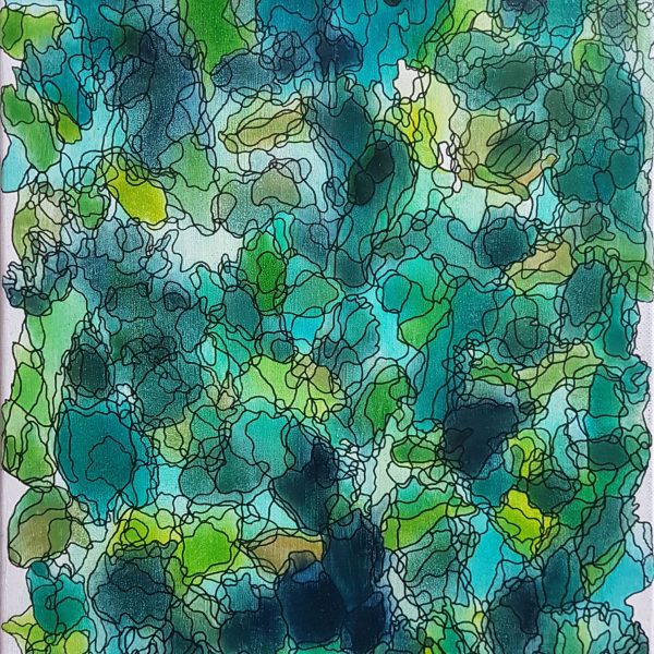 Tableau encre acrylique vert